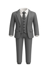 3d Grey slim fit three piece suit high quality realistic image