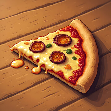Pizza Slice on table vector style