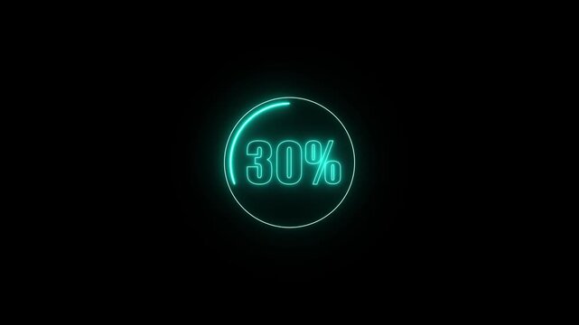 glowing neon cyan color Circle Loading animation from 0 to 60 with transparent background. neon circle frame loading icon animation, Modern User Interface Design Concept, on a white Background