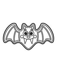 Mini Bat Coloring Page – Adorable Cartoon Halloween Bat with Outstretched Wings

