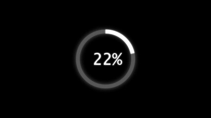 Circle Loading animation from 0 to 25 with transparent background. Abstract circle frame loading icon animation, Modern User Interface Design Concept, on a black Background