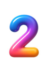 Naklejka premium 3d gradient number 2 with a glossy finish high quality realistic image