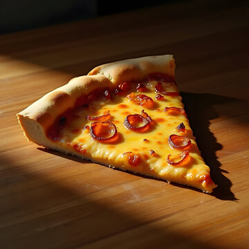 Realistic Pizza Slice on table