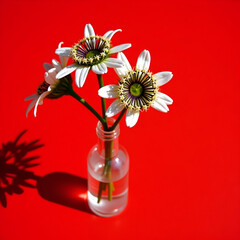 White Spiky Flowers in a Glass Vase