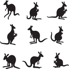 Fototapeta premium kangaroo vector set