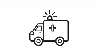 Minimalist ambulance icon representing emergency medical services. Outline graphic of a rescue vehicle for urgent healthcare and hospital transport.