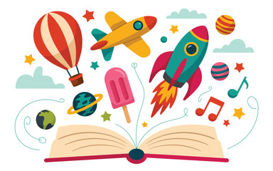 Imagination takes flight from an open book
