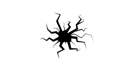Crack symbol, black isolated silhouette