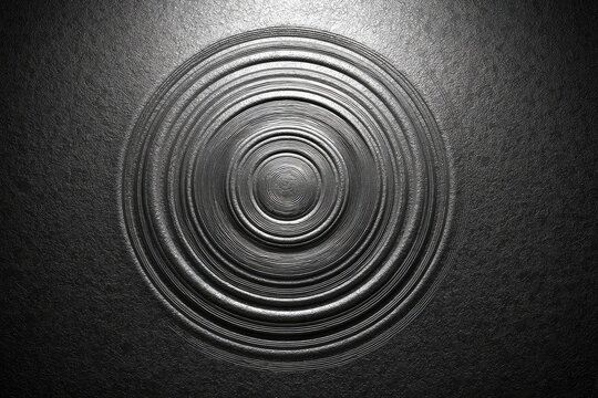 Circular, concentric, textured design.  Dark, gray tones - Powered by Adobe