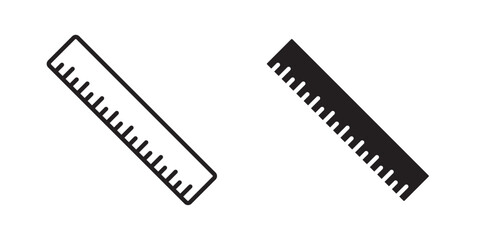 Ruler icon vector illustration with stroke and fill on white background.