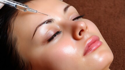 Close-Up of a Woman Receiving Aesthetic Treatment with Injection for Beauty and Youthful Skin