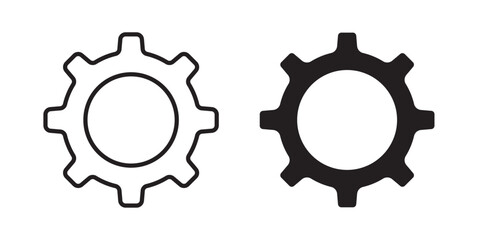 Settings icon Simple black setting gear icon isolated on white background.