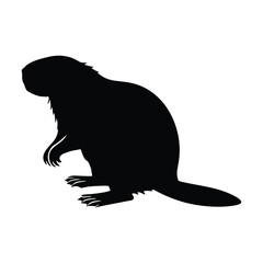 North American beaver silhouette black vector isolated on white background