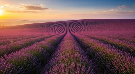Obraz premium Sunset Lavender Field In Provence