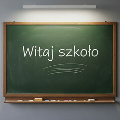 Zielona szkolna tablica z napisem 