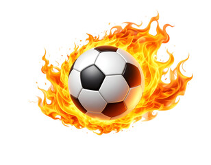 Fototapeta premium Burning Soccer Ball: The striking image of a soccer ball engulfed in flames, capturing the intensity, passion, and energy of the sport, perfect for conveying a dynamic and action-packed vibe.