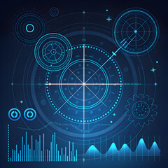Obraz premium Futuristic Blue Digital Interface With Circular Elements