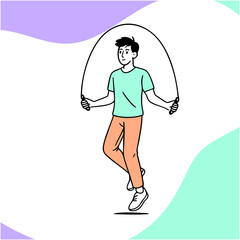 Minimalist vector illustration of a man exercising in soft pastel colors. Clean design, full body, calm and modern style. Represents movement, health, fitness, and everyday wellness.
