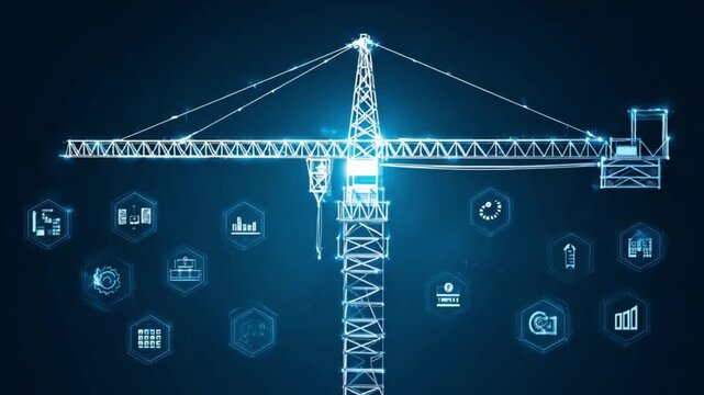 Digital crane with overlayed icons