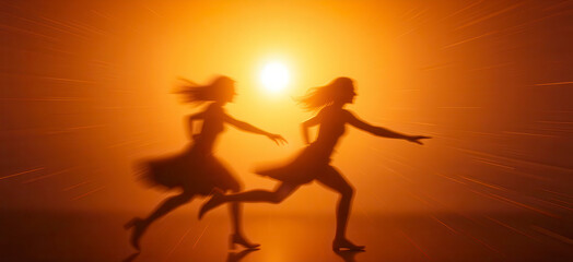 Running Silhouettes at Sunset