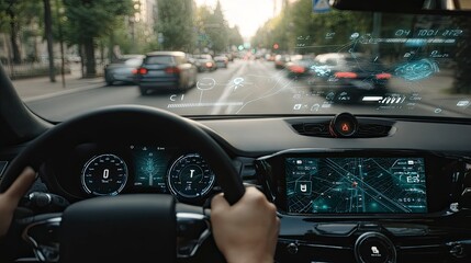 Driverless car technology dashboard view