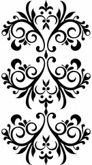 Ornate decorative flourish vector design element black and white vintage floral scroll pattern graphic art vector illustration