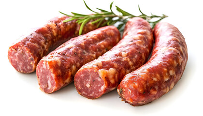 Raw sausage on white background