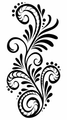 Floral vector design element ornament decorative flourish swirl scroll black and white illustration art graphic vector illustration
