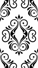 Black and white floral pattern vector seamless decorative design ornament swirl flourish elegant vintage art deco style vector illustration