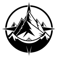 Clean Black Mountain with Travel Compass