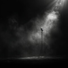 Dark stage with microphone