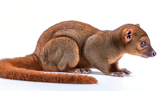 Brown furry mammal with long tail