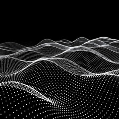 White dotted waves on black abstract background