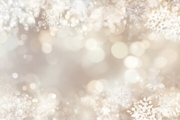 Soft, wintery background with snowflakes and bokeh