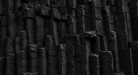 Jagged Geometry of Monolithic Black Basalt Columns