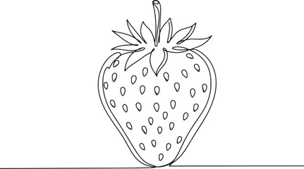 Fototapeta premium Elegant single continuous line drawing of a fresh strawberry fru