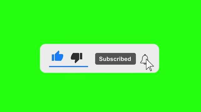 YouTube like subscribe bell icon buttons green screen End Screen
