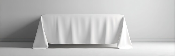 Empty white tablecloth on a table