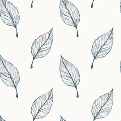 Seamless Hand-Drawn Floral and Leaf Pattern in Crayon Style