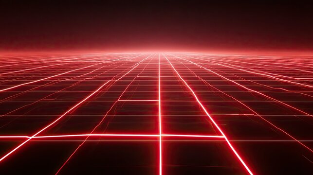 Red grid digital landscape