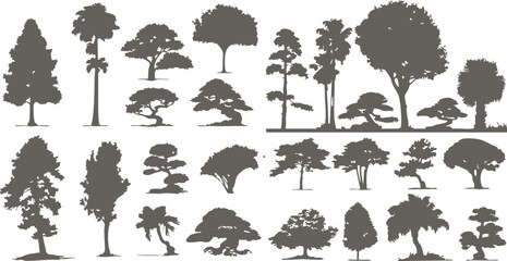 Artistic tree silhouette design with symmetrical composition, highlighting natural and aesthetic shapes, suitable for social media design elements, event banners, and creative infographic backgrounds.