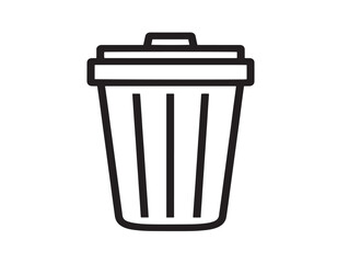 Minimal waste basket icon in clean 2D vector design