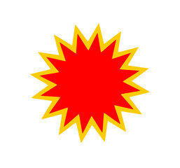 Explosive red and yellow burst icon with spiked outline. Cartoon comic-style boom vector element for dramatic design highlights and action stickers