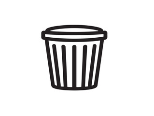 Flat trash can icon in elegant vector outline