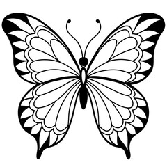 Fine Line Butterfly & Flowers