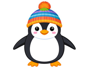 Naklejka premium Cartoon Penguin with Cozy Winter Hat PNG 