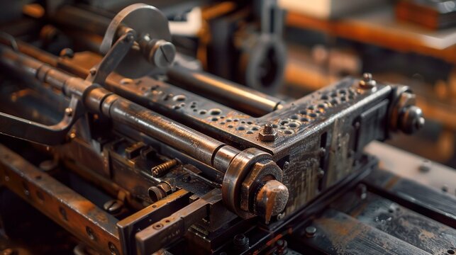 A photo of a printing press close-up