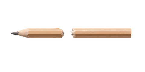 Broken pencil showing short wooden writing tool with sharp point and exposed tip