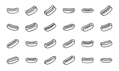 Fast Food Vector Icon Set of Burger, Pizza, French Fries, Hot Dog, Soda, Donut, Ice Cream, Flat Color Illustration for Restaurant Menu, Cafe, Sticker, Social Media, on White Background