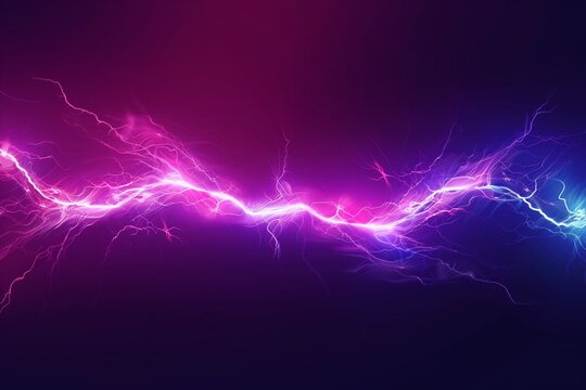 Minimal lightning stroke on gradient dark background, clean electric feel, abstract energy design for tech theme.